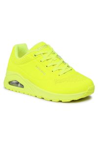 skechers - Buty na co dzień damskie SKECHERS UNO NIGHT SHADES neonowe. Okazja: na co dzień. Kolor: żółty. Materiał: skóra