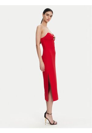 口紅 Raiko Czerwona sukienka koktajlowa Elisabetta Franchi