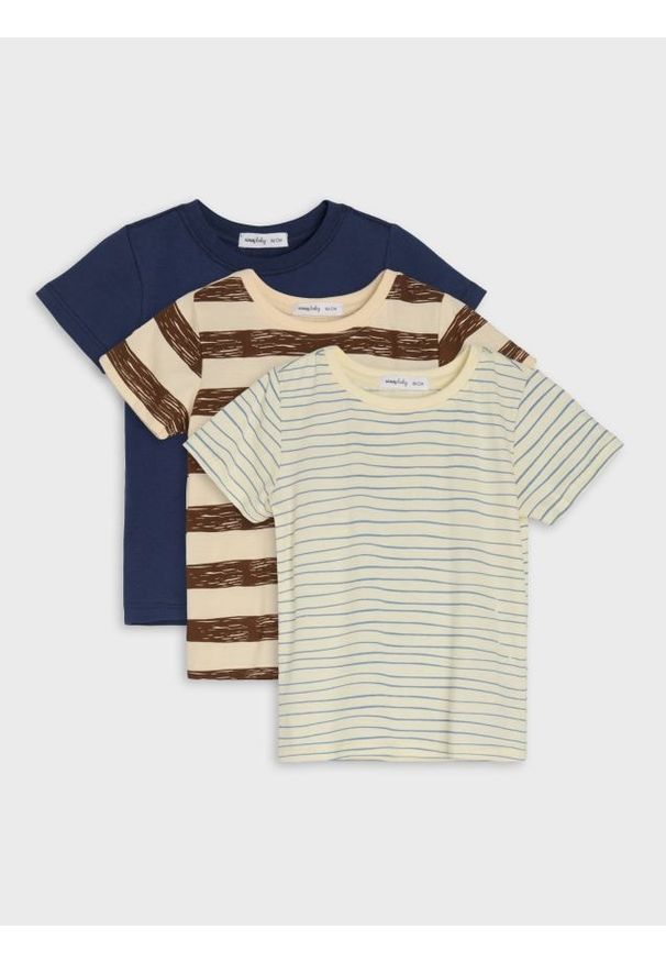 Sinsay - Koszulki 3 pack - beżowy. Kolor: beżowy