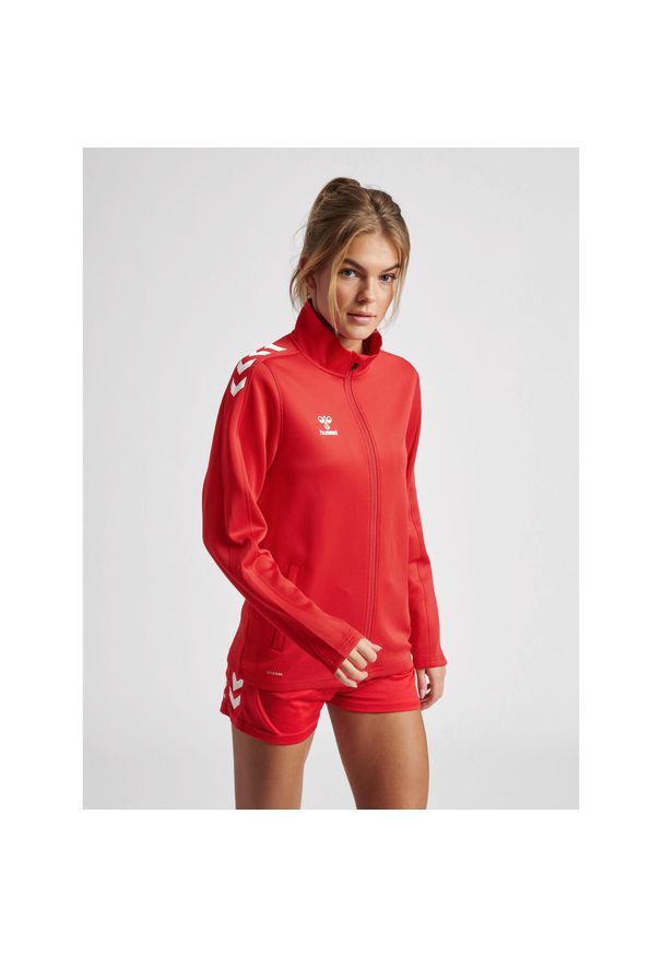 Bluza do piłki ręcznej damska Hummel Core XK Poly Zip Sweat Woman. Kolor: czerwony, wielokolorowy, różowy. Materiał: materiał. Sport: piłka ręczna
