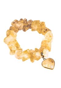 Samba Gems - SAMBA Bransoletka cytryn serce. Materiał: z brązu, z mosiądzu, metalowe, pozłacane, złote. Wzór: geometria. Kamień szlachetny: cytryn #1