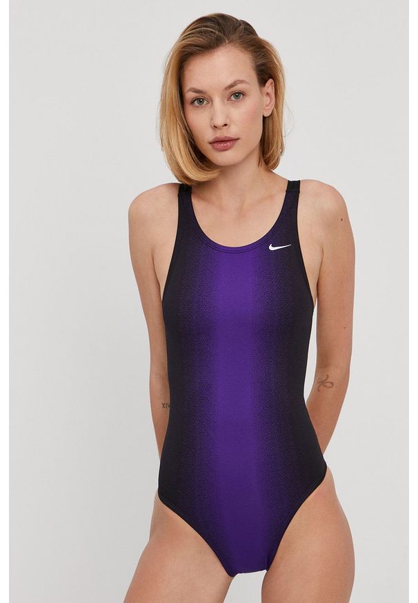 Nike - Strój kąpielowy. Kolor: fioletowy. Materiał: dzianina