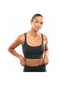 SIROKO - Damski stanik do jogi i pilatesu Fitness Siroko Harbour Black. Kolor: czarny. Materiał: materiał. Rodzaj stanika: wyciągane miseczki. Długość rękawa: na ramiączkach. Sport: fitness, joga i pilates #1