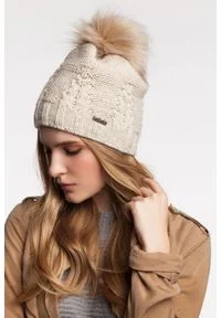 Zimowa czapka damska PaMaMi - Beżowy. Kolor: beżowy. Materiał: poliamid, akryl. Sezon: zima #4