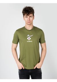 Iceberg T-Shirt | F0226301 | Mężczyzna | Khaki. Okazja: na co dzień. Kolor: brązowy. Materiał: bawełna. Wzór: nadruk. Styl: klasyczny, casual, elegancki
