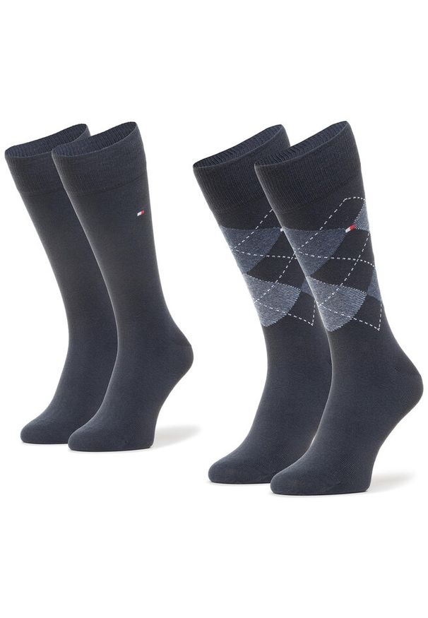 TOMMY HILFIGER - Zestaw 2 par wysokich skarpet męskich Tommy Hilfiger. Kolor: niebieski