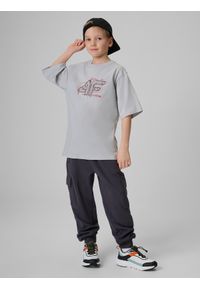 4f - 4F T-shirt loose z nadrukiem chłopięcy - szary 158/164 (12-14 lat). Okazja: na co dzień, na uczelnię. Kolor: szary. Materiał: materiał. Wzór: nadruk. Sezon: lato. Styl: casual #2