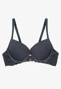Renee - Granatowy Biustonosz Push-Up z Koronką i Wycięciem z Przodu Sariaris. Kolor: niebieski. Materiał: koronka. Rodzaj stanika: push-up. Wzór: koronka #3