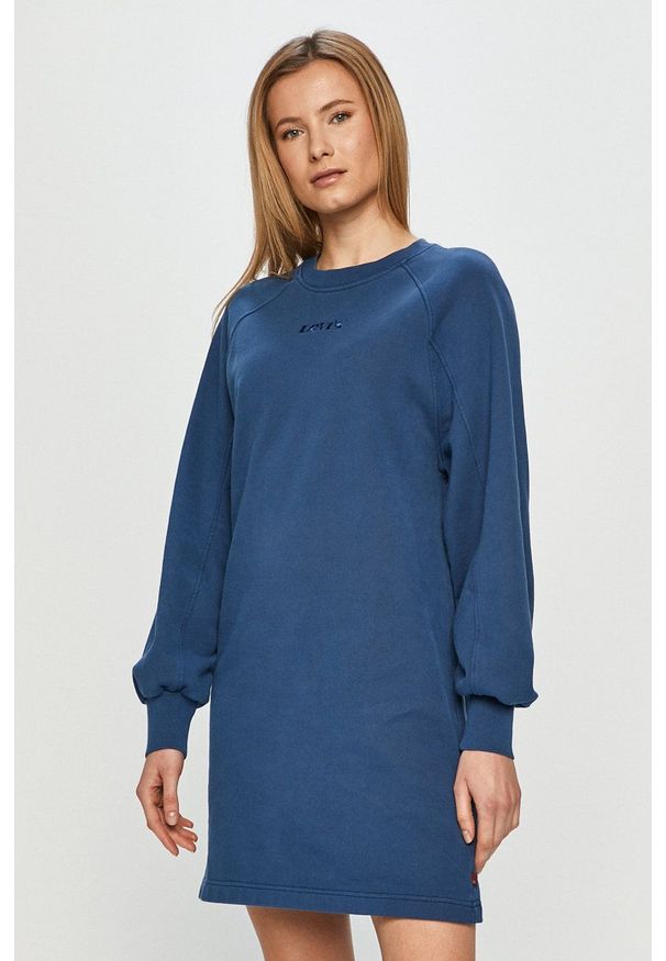 Levi's® - Levi's - Sukienka. Okazja: na spotkanie biznesowe. Kolor: niebieski. Materiał: dzianina. Długość rękawa: raglanowy rękaw. Styl: biznesowy