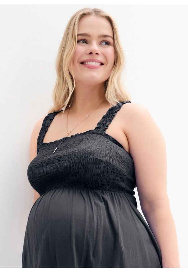 bonprix - Sukienka ciążowa z bawełny organicznej (2 szt.). Kolekcja: moda ciążowa. Kolor: niebieski. Materiał: bawełna. Długość rękawa: na ramiączkach. Długość: mini