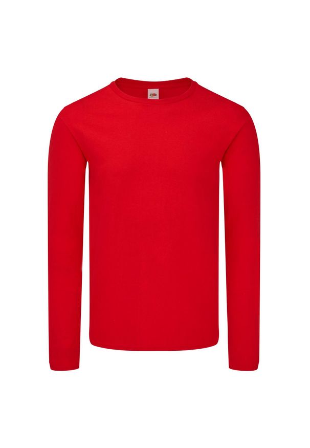FRUIT OF THE LOOM - Kultowa Koszulka Z Długim Rękawem Unisex Dla Dorosłych. Kolor: czerwony. Długość rękawa: długi rękaw. Długość: długie. Sport: turystyka piesza
