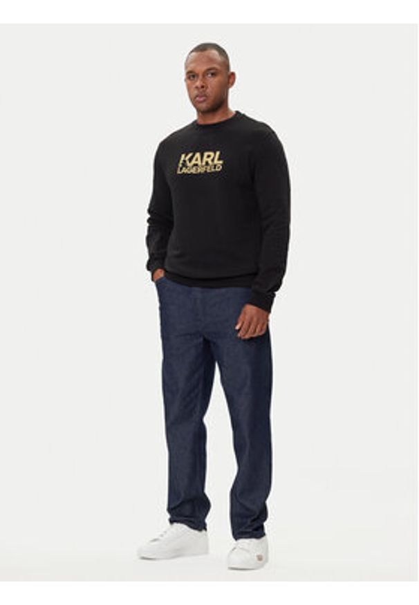 Karl Lagerfeld - KARL LAGERFELD Bluza 705091 554917 Czarny Regular Fit. Typ kołnierza: dekolt w karo. Kolor: czarny. Materiał: bawełna