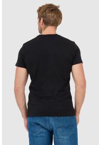 La Martina - LA MARTINA Czarny t-shirt męski z wyszywanym logo. Kolor: czarny. Materiał: jersey #3