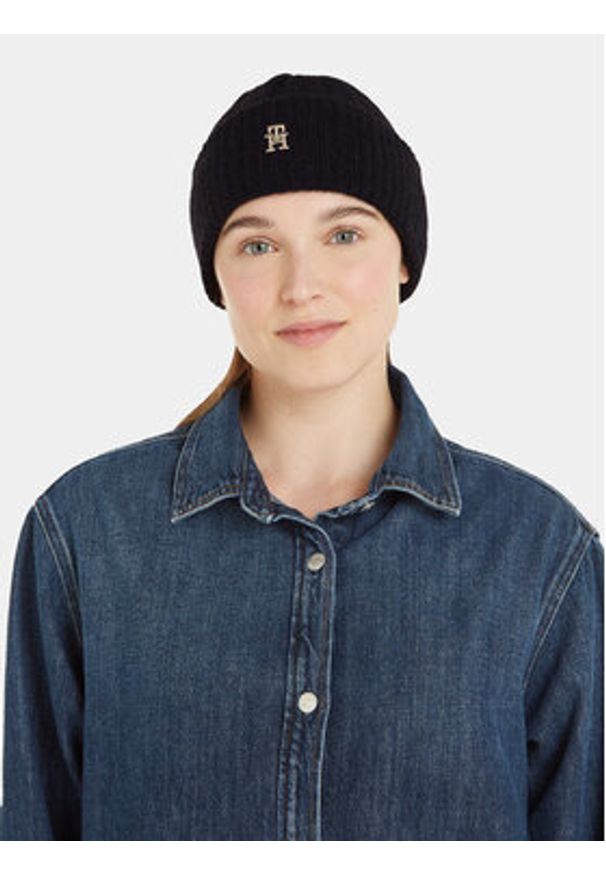 TOMMY HILFIGER - Tommy Hilfiger Czapka Th Timeless Beanie AW0AW15307 Czarny. Kolor: czarny. Materiał: syntetyk