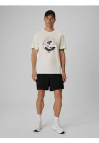 4f - 4F T-shirt regular z nadrukiem męski - biały XXL. Okazja: na co dzień. Kolor: biały. Materiał: bawełna, dzianina. Wzór: nadruk. Styl: casual, klasyczny, sportowy #2