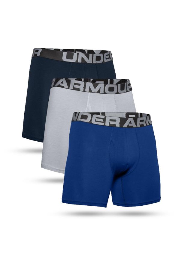 Under Armour - Bokserki męskie UNDER ARMOUR Charged Cotton 3-pak. Kolor: wielokolorowy, niebieski, szary