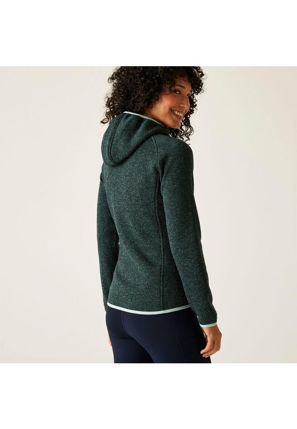 Regatta - Polar damski rozsuwany z kapturem Newhill. Typ kołnierza: kaptur. Kolor: zielony. Materiał: polar. Wzór: melanż. Sport: turystyka piesza