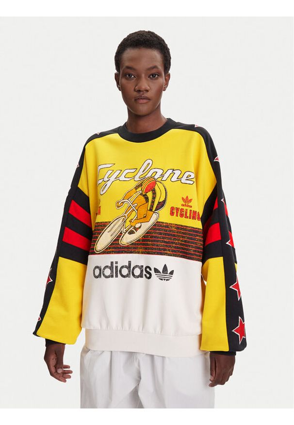 Adidas - adidas Bluza Archive Cycling JW0147 Żółty Oversize. Kolor: żółty. Materiał: bawełna