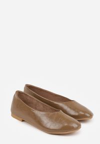 Renee - Zielone Gładkie Balerinki Basic z Zaokrąglonym Noskiem Kaleta. Okazja: na co dzień. Kolor: zielony. Materiał: skóra, jeans. Wzór: gładki. Styl: casual, klasyczny #8