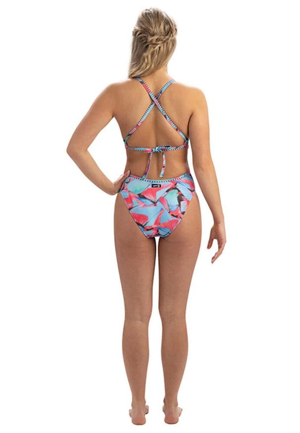 DOLFIN - Dolfin Revibe Kostium Kąpielowy Z Nadrukiem I Wiązaniem Na Plecach – Rozmiar 30. Kolor: niebieski. Materiał: materiał. Wzór: nadruk