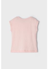 Mayoral T-shirt bawełniany dziecięcy kolor różowy. Okazja: na co dzień. Kolor: różowy. Materiał: bawełna. Wzór: nadruk. Styl: casual