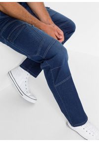 bonprix - Dżinsy bojówki z elastycznego materiału, regular fit, straight. Kolor: niebieski #3