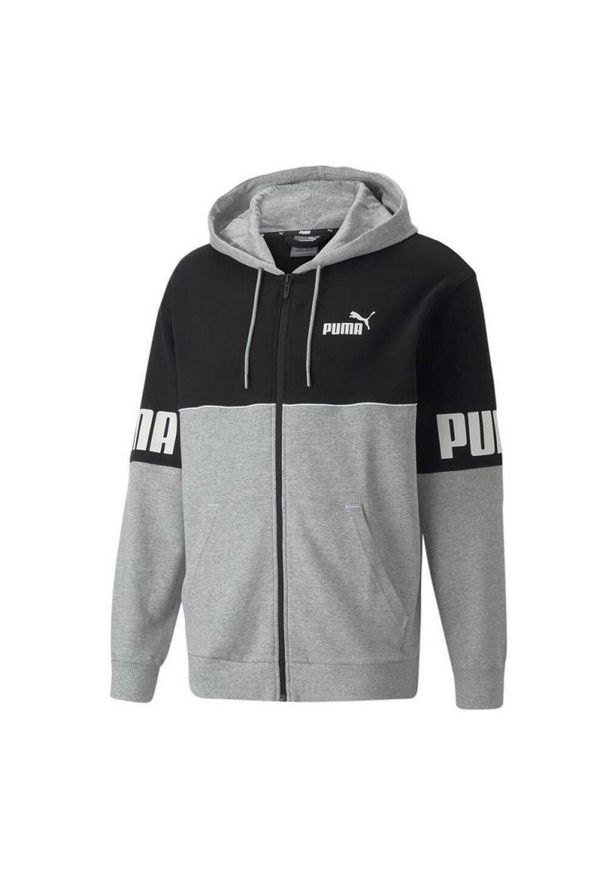 Puma - Męska Bluza Z Kapturem Power Full Zip. Typ kołnierza: kaptur. Kolor: szary, wielokolorowy, czarny. Sport: turystyka piesza