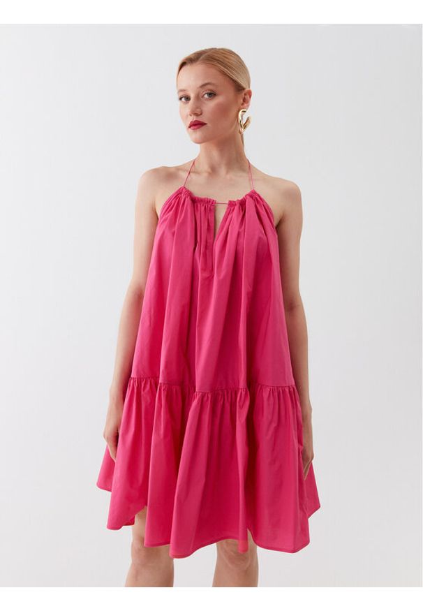 Patrizia Pepe Sukienka letnia 2A2527/A9B9-M450 Różowy Regular Fit. Kolor: różowy. Materiał: bawełna. Sezon: lato