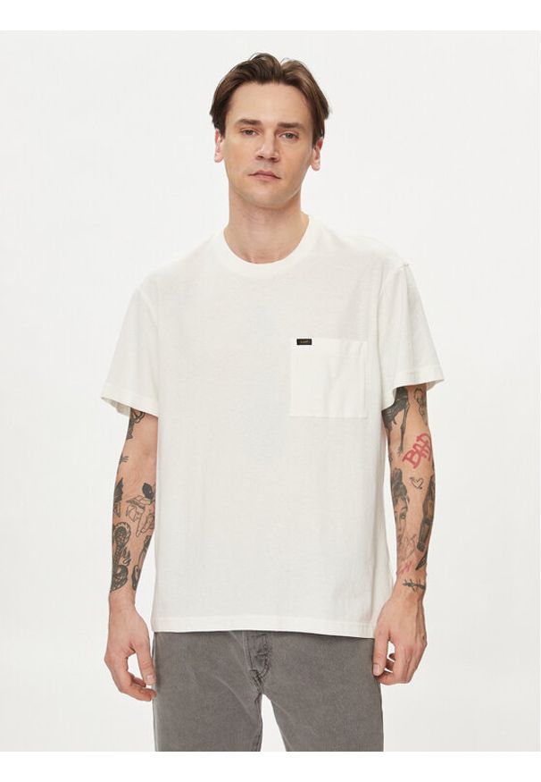 Lee T-Shirt 112342986 Écru Regular Fit. Materiał: bawełna