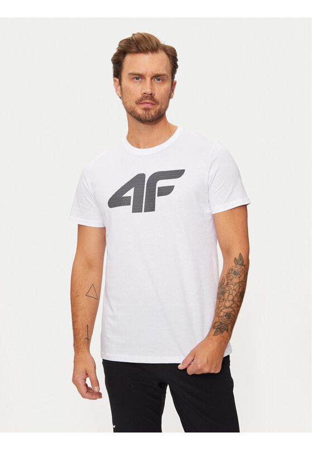 4f - 4F T-Shirt 4FWMM00TTSHM1844 Biały Regular Fit. Kolor: biały. Materiał: bawełna