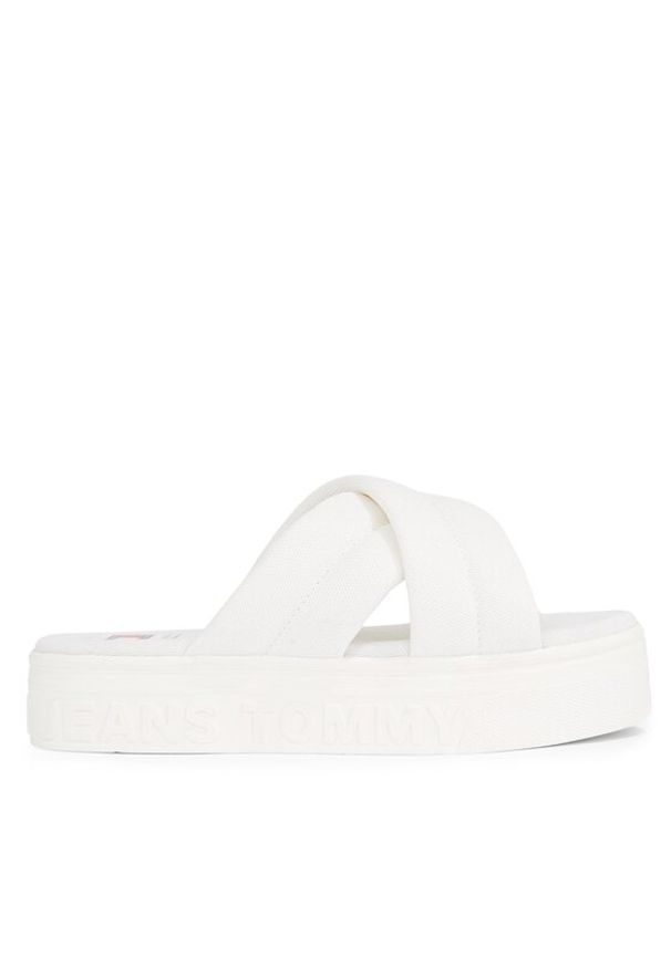 Tommy Jeans Klapki Tjw Lettering Flatform Sandal EN0EN02465 Écru. Materiał: materiał