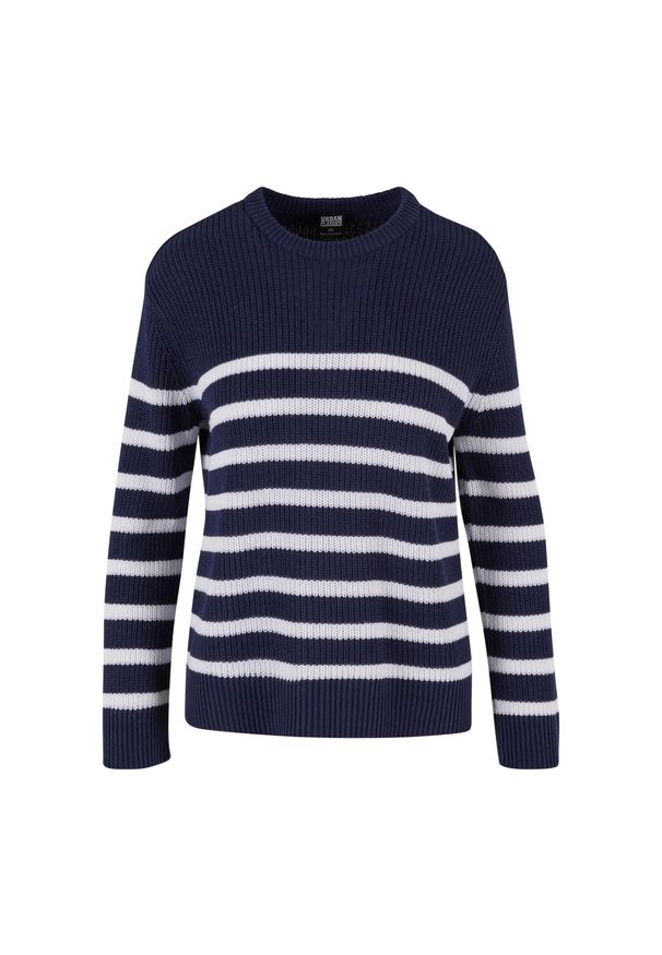 Damski sweter w paski Urban Classics Rib. Kolor: niebieski, wielokolorowy, biały. Materiał: polar. Wzór: paski. Sezon: zima, jesień