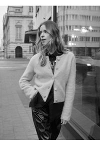 Reserved - Kardigan z wełną alpaki - jasnoturkusowy. Kolor: turkusowy. Materiał: wełna #1