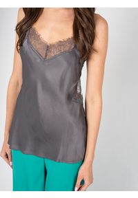 Patrizia Pepe Top | 8C0545/A100 | Kobieta | Szary. Kolor: szary. Materiał: wiskoza. Długość rękawa: na ramiączkach. Wzór: koronka #4