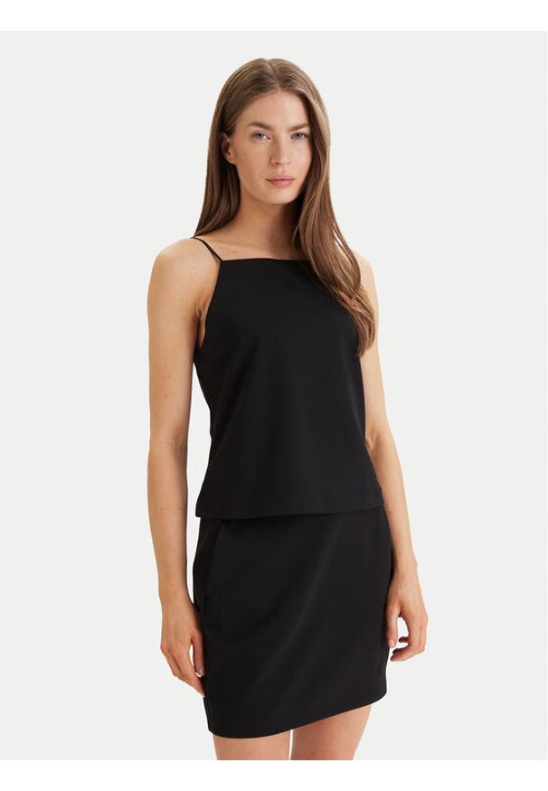 Calvin Klein Jeans Top Ponte LV044F206G Czarny Slim Fit. Kolor: czarny. Materiał: syntetyk