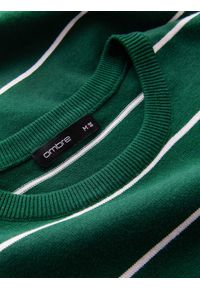 Ombre Clothing - Casualowy sweter męski w poziome paski – zielony V4 - Rozmiar: XXL. Okazja: na co dzień. Kolor: zielony. Materiał: nylon, włókno, materiał, bawełna. Wzór: paski. Styl: casual #4