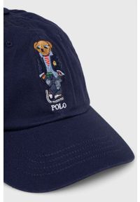 Polo Ralph Lauren czapka bawełniana kolor granatowy z aplikacją. Kolor: niebieski. Materiał: bawełna. Wzór: aplikacja #4