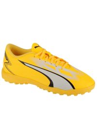 Buty piłkarskie Puma Ultra Play Tt 107533-04 żółte. Zapięcie: sznurówki. Kolor: żółty. Materiał: guma, syntetyk. Szerokość cholewki: normalna. Wzór: nadruk. Sport: piłka nożna