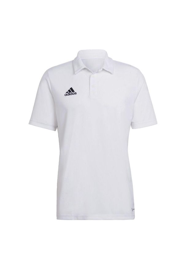 Koszulka polo do piłki nożnej męska Adidas Entrada 22 Polo z krótkim rękawem. Typ kołnierza: polo. Kolor: biały. Długość rękawa: krótki rękaw. Długość: krótkie