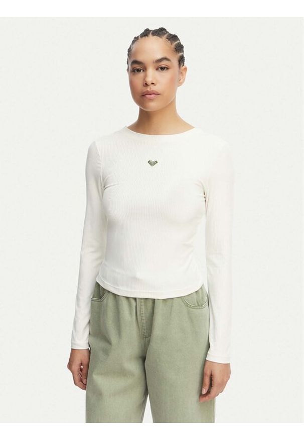 Roxy Longsleeve ERJKT04364 Biały Slim Fit. Kolor: biały. Długość rękawa: długi rękaw