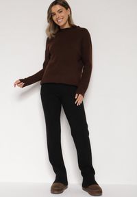 Born2be - Czarne Sweterkowe Spodnie z Wełną z Ozdobnymi Kieszeniami Monilana. Okazja: na co dzień. Kolor: czarny. Materiał: wełna. Styl: casual #4