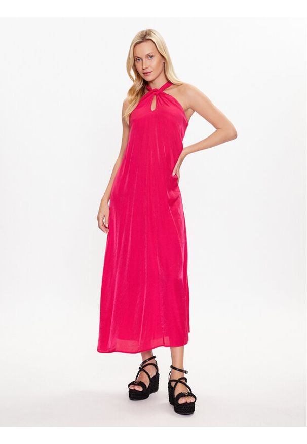 Sisley Sukienka codzienna 48PWLV043 Różowy Regular Fit. Okazja: na co dzień. Kolor: różowy. Materiał: syntetyk. Typ sukienki: proste. Styl: casual