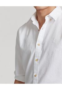 Ralph Lauren - RALPH LAUREN - Biała koszula Slim Fit Dobby. Typ kołnierza: polo. Kolor: biały. Materiał: bawełna. Wzór: haft #5