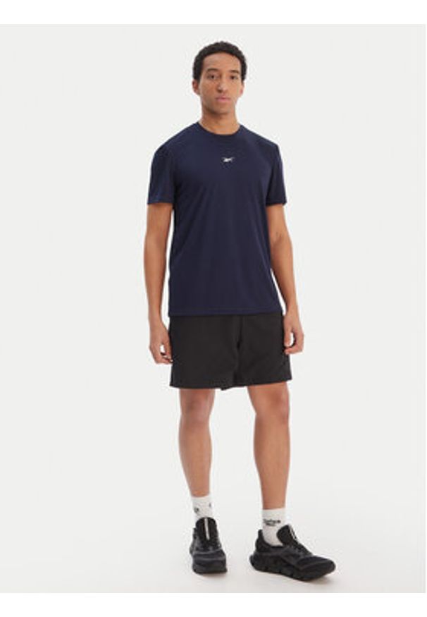 Reebok T-Shirt RK25602CCM Granatowy Regular Fit. Kolor: niebieski. Materiał: syntetyk