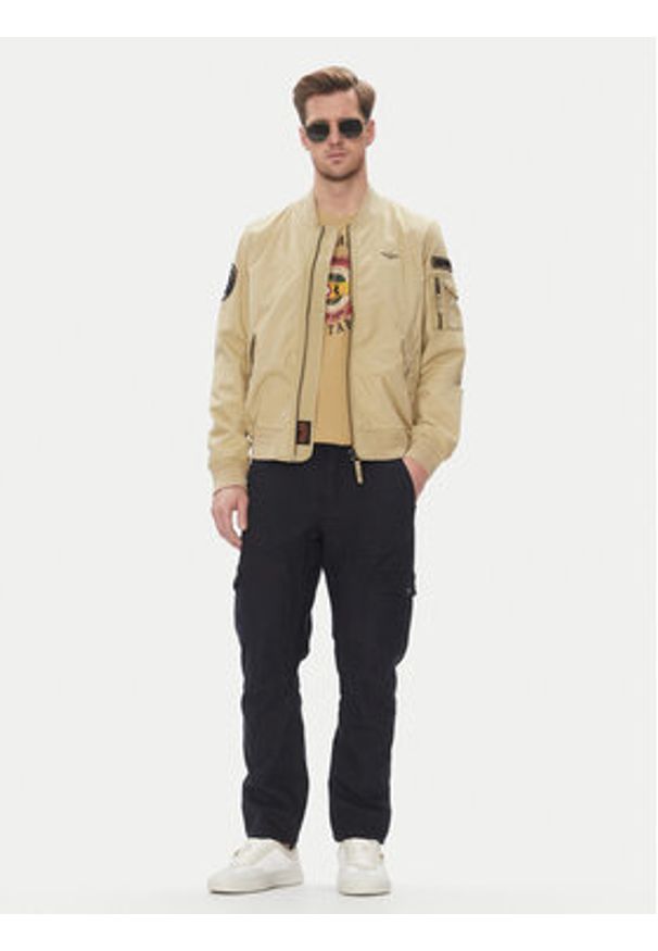 Aeronautica Militare Kurtka bomber 251AB2216CT3501 Beżowy Regular Fit. Kolor: beżowy. Materiał: bawełna