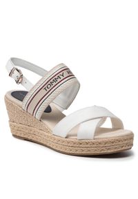 TOMMY HILFIGER - Tommy Hilfiger Espadryle Th Artisandal Mid Wedge Sandal FW0FW05770 Biały. Kolor: biały. Materiał: materiał