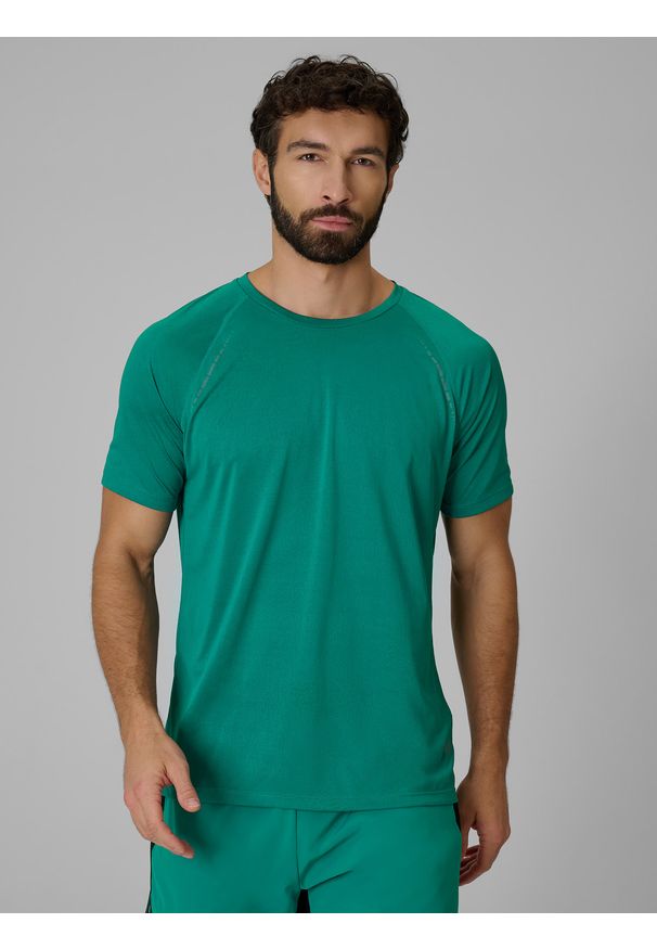 4f - 4F Koszulka do biegania szybkoschnąca męska - zielona M. Kolor: zielony. Materiał: dzianina. Długość: długie. Sport: fitness, bieganie