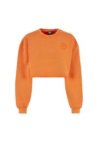 Bluza crop haftowane z kwiatami duże rozmiary dla kobiet Urban Classics. Kolor: pomarańczowy. Długość: krótkie. Wzór: kwiaty, haft #1