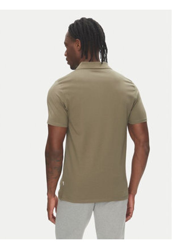 Lindbergh Polo 30-404036 Khaki Slim Fit. Typ kołnierza: polo. Kolor: brązowy. Materiał: bawełna