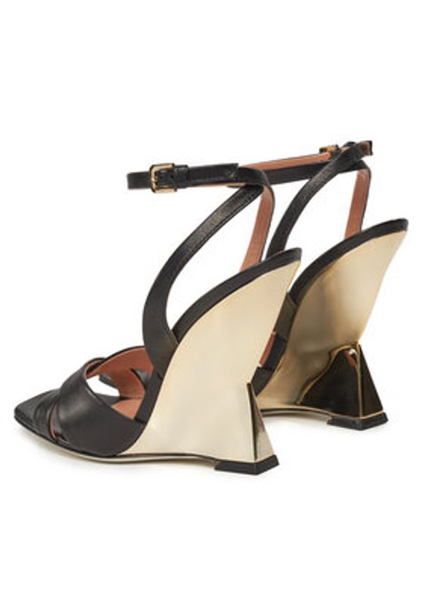 Pollini Sandały SA1602AE1ITEZ000 Czarny. Kolor: czarny. Materiał: skóra